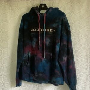Zoo York Blue and Red Sweater with Tie-Dye Effect